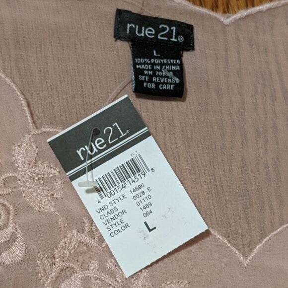 Rue 21 NWT Women's Sheer Blouse w/Tie Size Large - Picture 2 of 6
